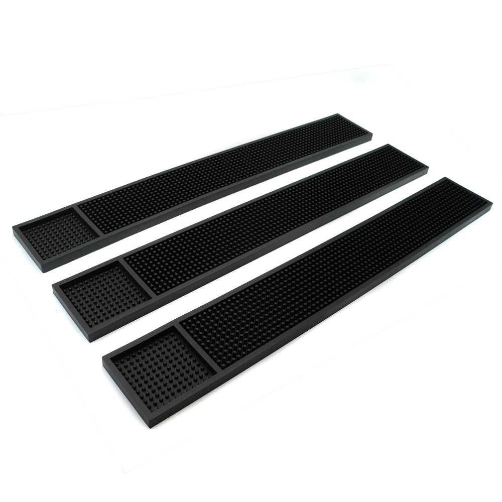 Rubber Bar Service Mat for Counter Top 24x3.5 inches (Black 3-Pack)